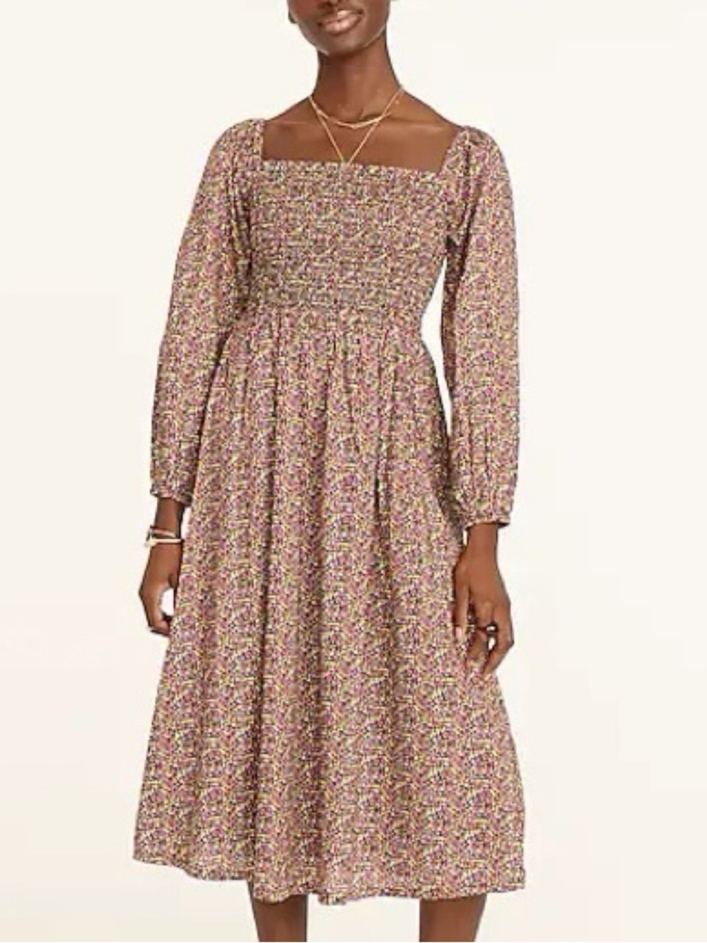 J.Crew Liberty London Small Daydream Smocked Busy Izzy Floral Midi Dress